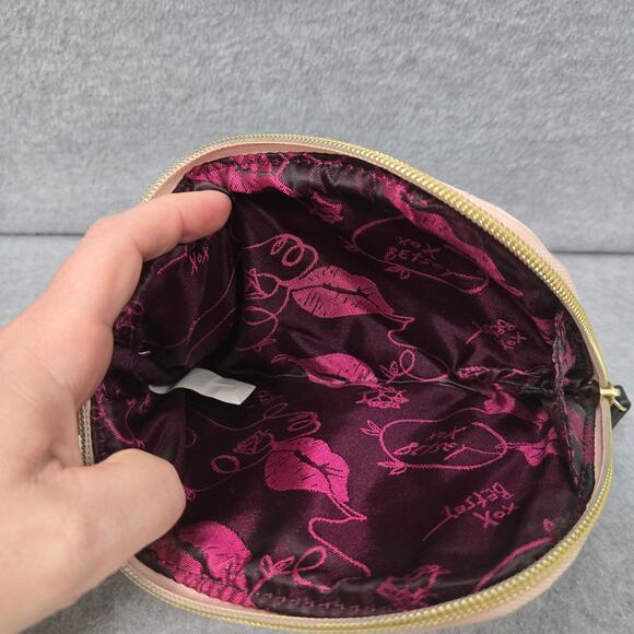 Betsey Johnson Pink Zip Around Cosmetic Pouch - Picture 3 of 6